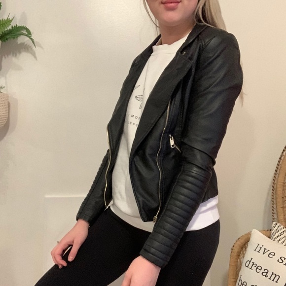 Faux Leather Motto Jacket - Picture 2 of 4